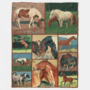 Wild Mustangs Collage Fleece Blanket