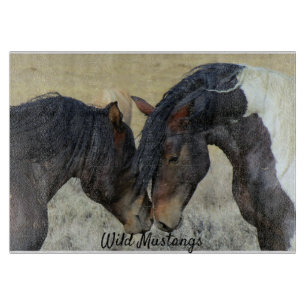 Wild Mustangs Glass Cutting Board Horse Lovers