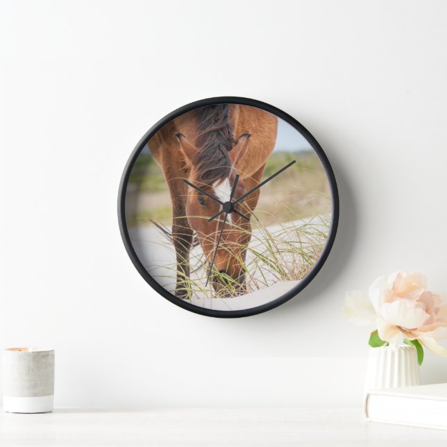 Wild Mustangs or Banker Horses Clock (Home)