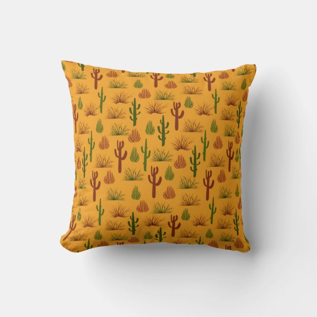 Wild Nature Cactus Bushes Pattern Cushion (Front)