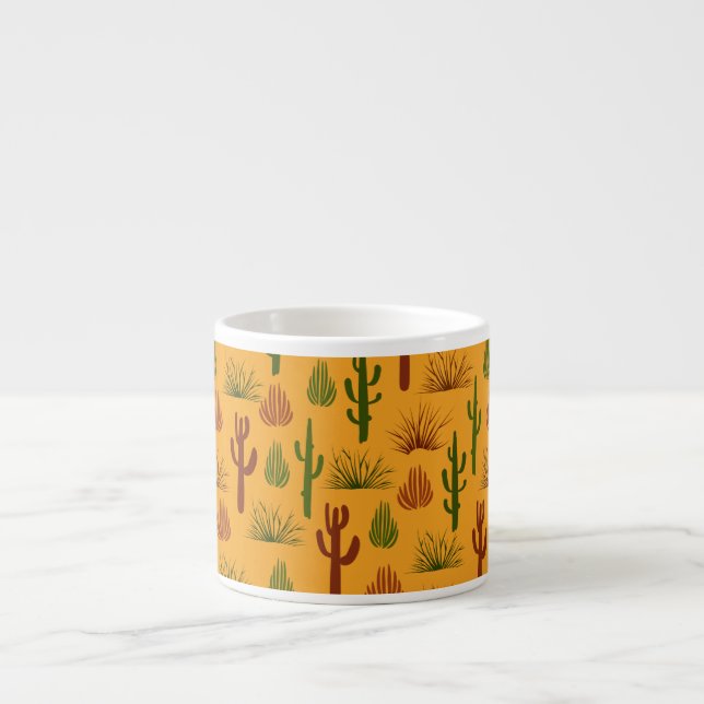 Wild Nature Cactus Bushes Pattern Espresso Cup (Front)