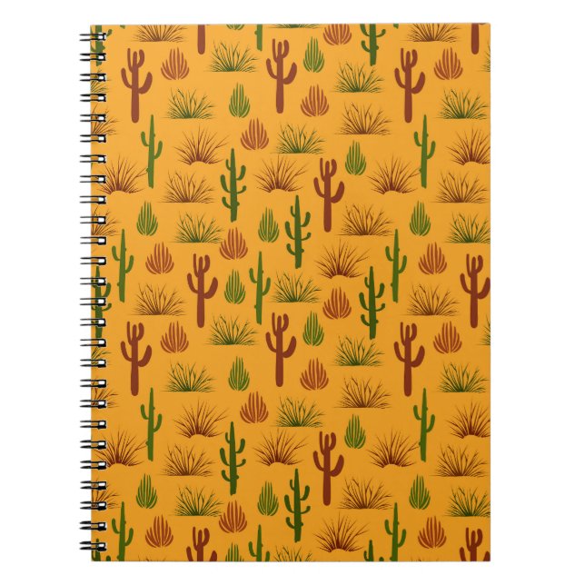 Wild Nature Cactus Bushes Pattern Notebook (Front)