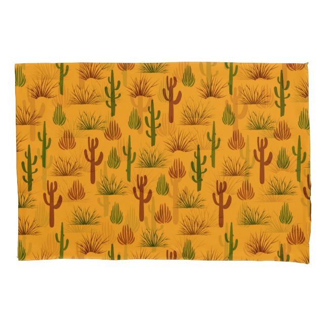Wild Nature Cactus Bushes Pattern Pillowcase (Front)