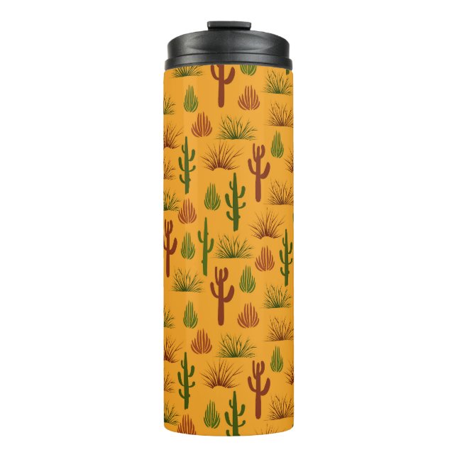 Wild Nature Cactus Bushes Pattern Thermal Tumbler (Front)
