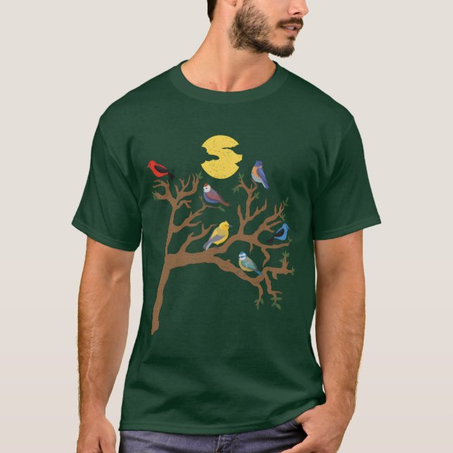 Wild Nature Withrees And Birds vintage T-Shirt (Front)