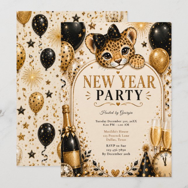 Wild New Year Party Invitation (Front/Back)