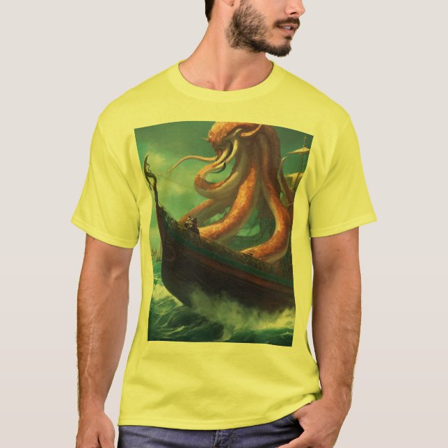 Wild Octopus Ship Attack" T-Shirt (Front)