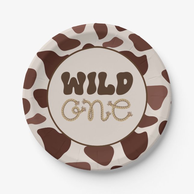 Wild Once Cowboy Birthday Party Paper Plate (Front)