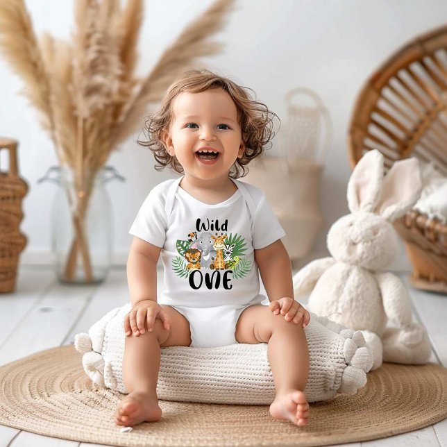 Wild One 1st Birthday Baby Cute Safari  Bodysuit (Creator Uploaded)
