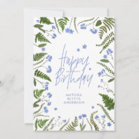 Wild one 1st birthday blue floral fern botanical i