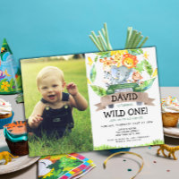 Wild One 1st Birthday Boy Safari Photo