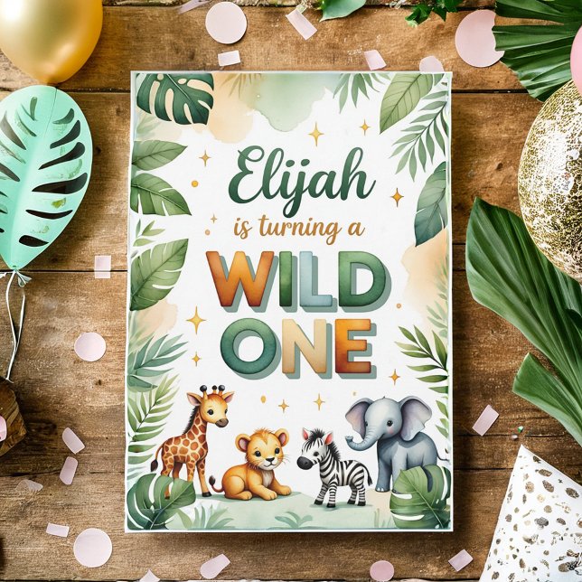 Wild One 1st Birthday Invitation Card - Elijah (Creator Uploaded)