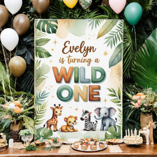 Wild One 1st Birthday Invitation Card - Evelyn