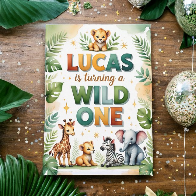 Wild One 1st Birthday Invitation Card - Lucas (Creator Uploaded)