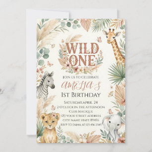 Wild One 1st Birthday Invitation Photo Boho
