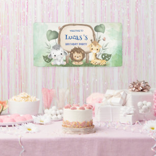 wild one 1st birthday jungle safari Birthday party Banner