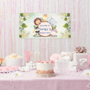 wild one 1st birthday jungle safari Birthday party Banner