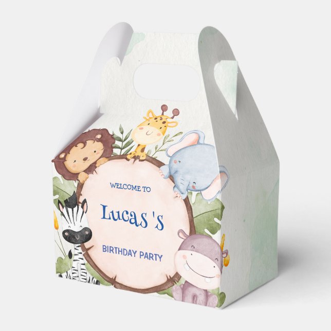 wild one 1st birthday jungle safari Birthday party Favour Box (Front Side)