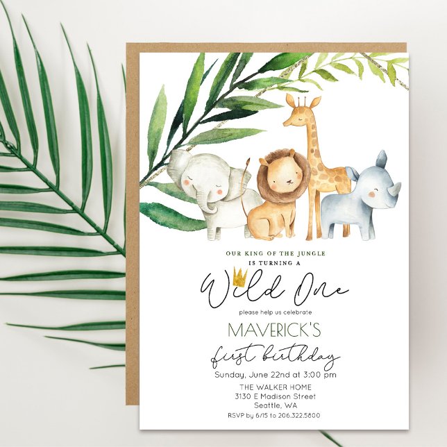 Wild One 1st Birthday Jungle Safari Invitation (Creator Uploaded)