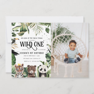 Wild One 1st Birthday King of Things Crown Invitation