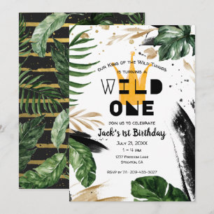 Wild One 1st Birthday King of Things Crown Invitation