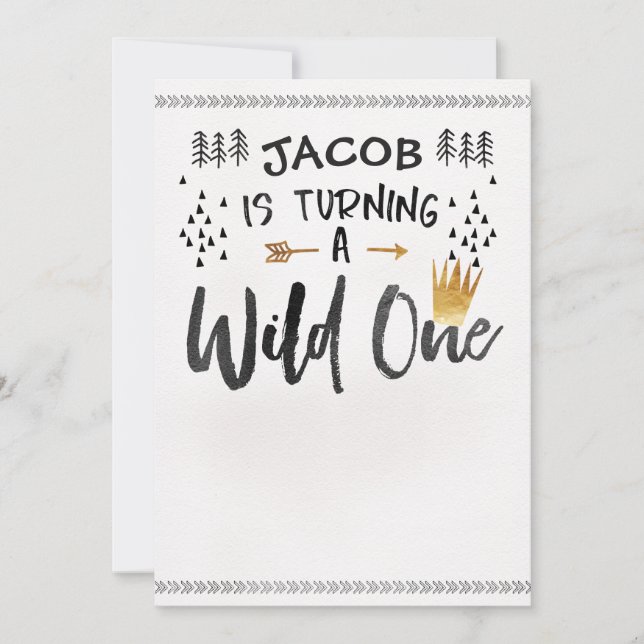 Wild One 1st Birthday Note Card for hand writing (Front)