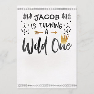 Wild One 1st Birthday Note Card for hand writing