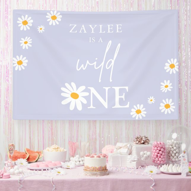 Wild One 1st Birthday Party Boho Daisy Welcome Banner (Party)