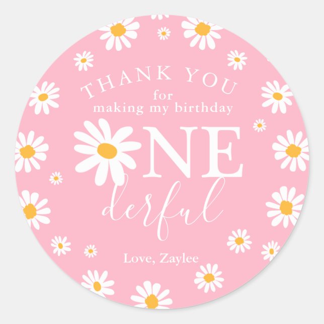 Wild One 1st Birthday Party Boho Retro Daisy Class Classic Round Sticker (Front)