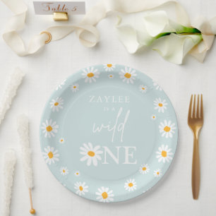 Wild One 1st Birthday Party Boho Retro Daisy Paper Plate