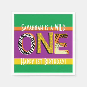 Wild One 1st Birthday Party Safari Kids Napkin