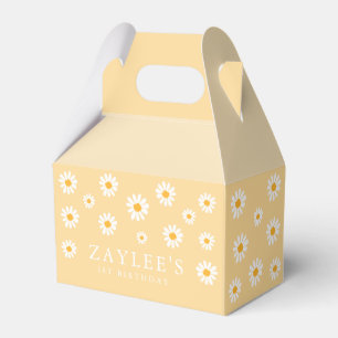 Wild One 1st Birthday Party Yellow Boho Daisy Favour Box
