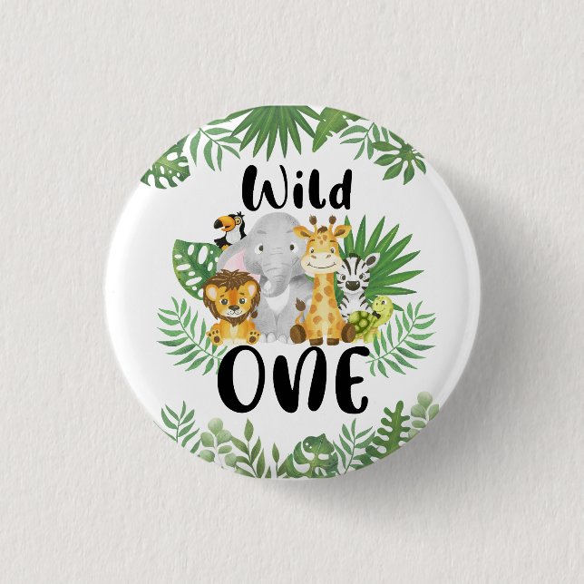 Wild One 1st Birthday Safari 3 Cm Round Badge (Front)