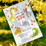Wild One 1st Birthday Safari Animals Cute Kids Invitation<br><div class="desc">Wild One 1st Birthday Safari Animals Cute Kids Invitations Invites features whimsical giraffe, elephant, lion, zebra and crocodile, cute and colourful wild animals with the text "Wild One" in modern orange typography script accented with the number 1, balloons and confetti. Perfect for baby boys or baby girls kids first birthday...</div>
