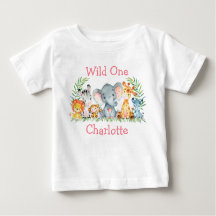 Wild One 1st Birthday Safari Animals White Pink