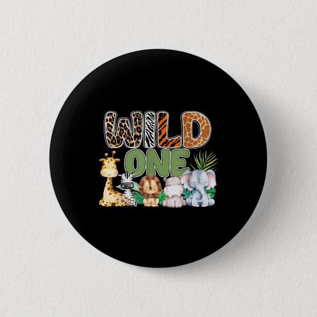 Wild One 1st Birthday Safari Family Matching  6 Cm Round Badge (Front)