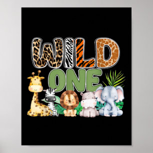 Wild One 1st Birthday Safari Family Matching Poster