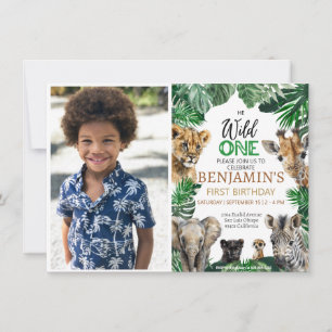 Wild one 1st birthday Safari Invitation