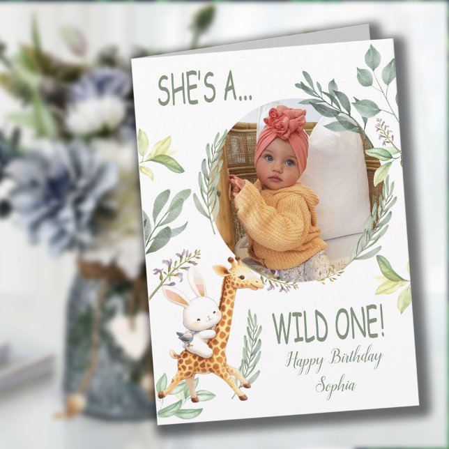 wild one 1st birthday Sweet Animal watercolor Card (wild one 1st birthday Sweet Animal watercolor Card)