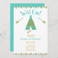 Wild One 1st Birthday Turquoise & Gold Tepee Party