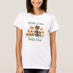 Wild One 1st Woodland Forest Animals Mom T-Shirt