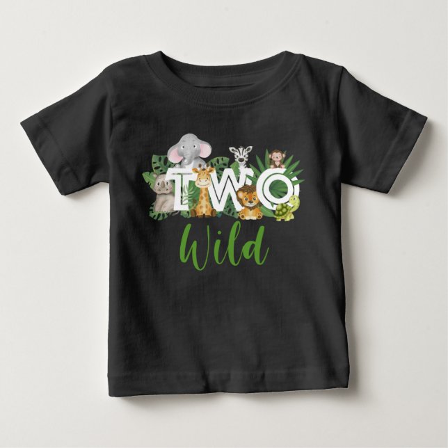 Wild One 2nd Birthday safari Party Toddler Baby T-Shirt (Front)