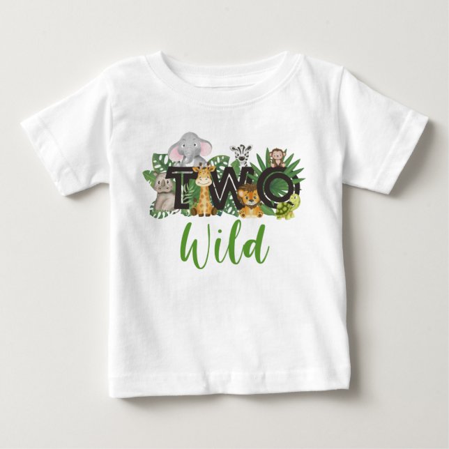 Wild One 2nd Birthday safari Party Toddler Toddler Baby T-Shirt (Front)