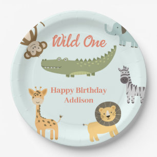 Wild One African Safari Animals 1st Birthday Paper Plate