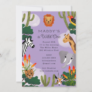 Wild One African Savanna Children's Birthday Party Invitation