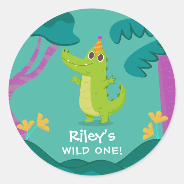 Wild One Alligator Classic Round Sticker (Front)
