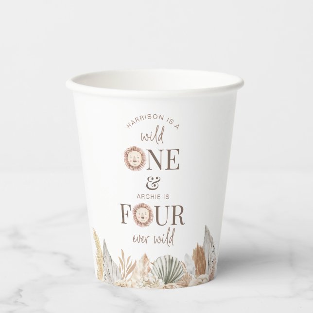 Wild One and Four Ever Wild Joint Party Paper Cups (Front)