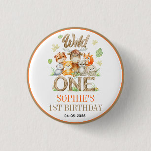 Wild One Animal 1st Birthday Party Safari Jungle 3 Cm Round Badge