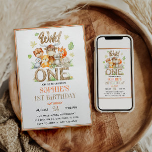Wild One Animal 1st Birthday Party Safari Jungle Invitation