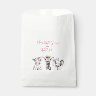 Wild One Animal Safari Black White Pink Birthday Favour Bags